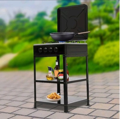 Boko 4-Burner Adjustable Tabletop Gas Stove with Lid and Legs (Scratch And Dent)
