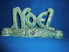Vintage Ceramic Lipper Mann NOEL Candle Holder MCM Christmas W/ Original Sticker