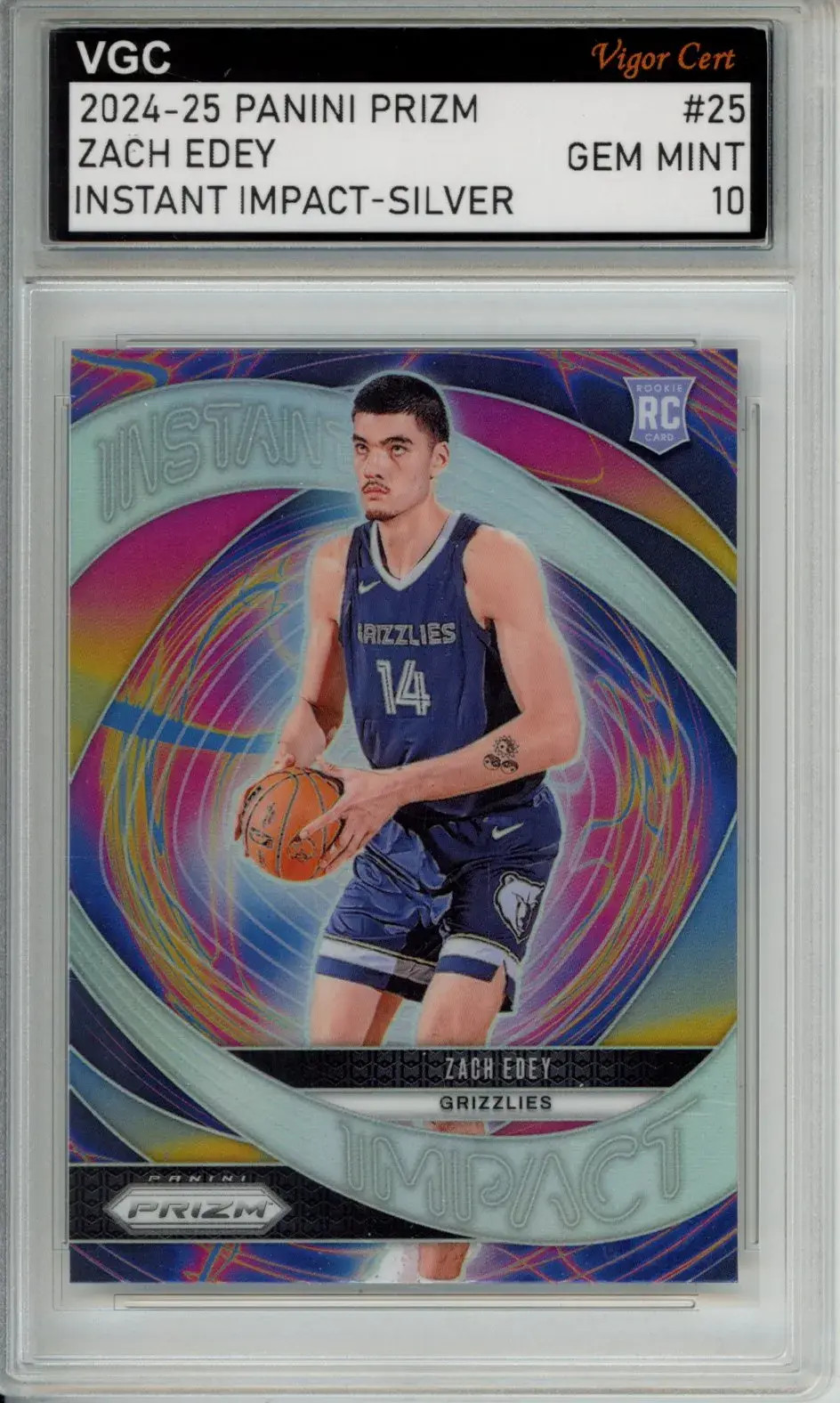 2024-25 PRIZM INSTANT IMPACT-SILVER #25 ZACH EDEY ROOKIE VGC GEM MINT 10 J83