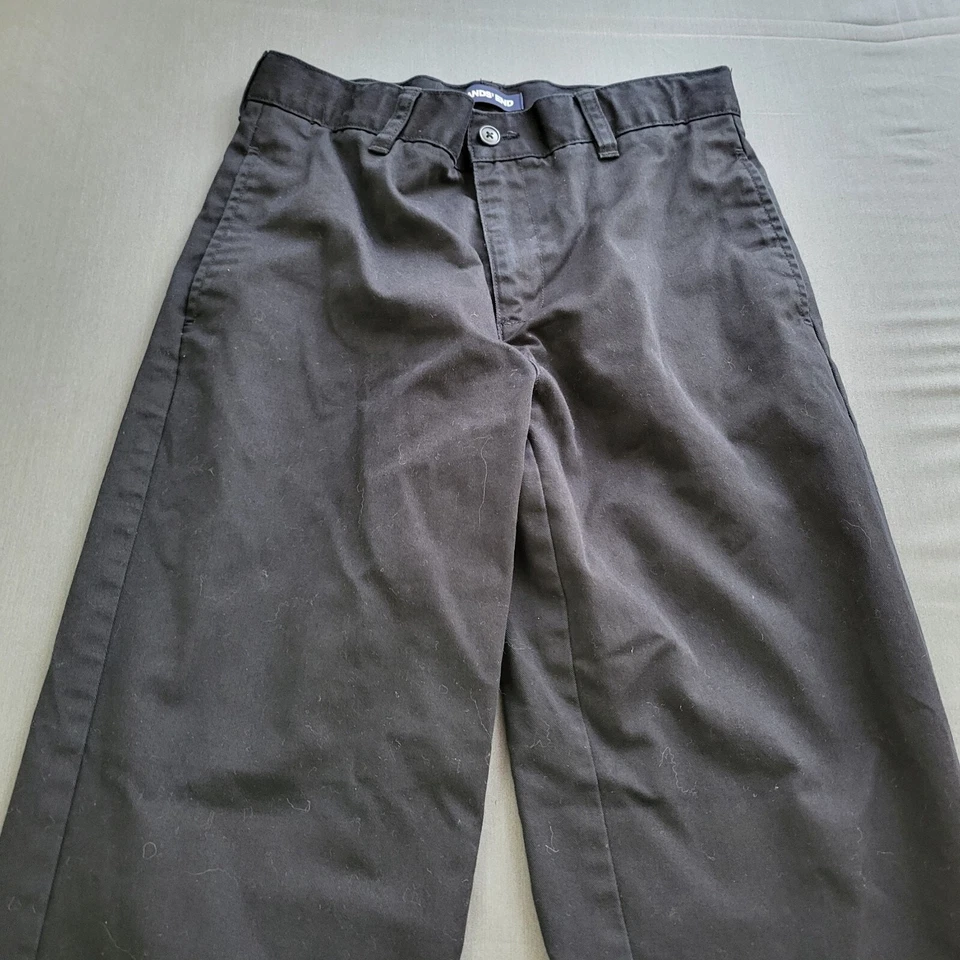 Lands End Pants Youth Girl Size 14 12-13 Chino Mid Rise Straight Zip Tweed Black - Image 3 of 4