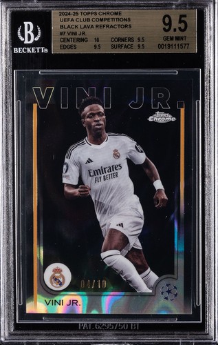 2024-25 TOPPS CHROME UCC BLACK LAVA REFRACTORS #7 VINI JR. /10 BGS 9.5