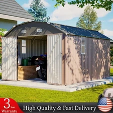 10 x 12 FT Outdoor Storage Shed for Lawn Metal Garden Shed with Floor Frame Kit