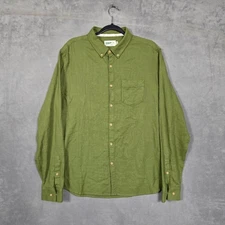 Wellen Button Shirt Mens Large Green organic cotton Huckberry L/S button down