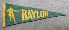 orig. Años 30/40 BAYLOR BEARS **Banderín de fútbol vintage** con gráfico de jugador