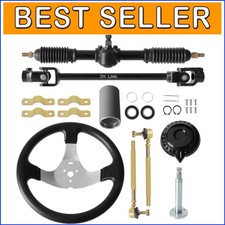 Sleek Black 300mm Steering Wheel  320mm Adjustable Shaft for Off-Road Vehicles