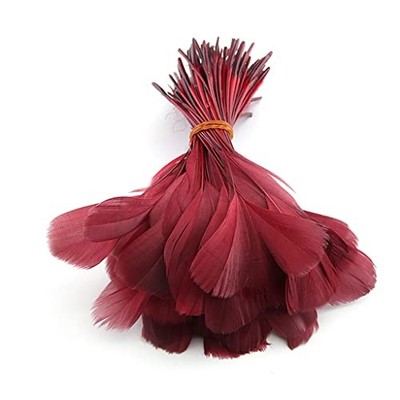 Goose Feather Plume Stripped Coque Feather for Clothing Hat Craft burgundy