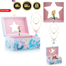 Kids Jewelry Box Musical Jewelry Box for Girls Mermaid Theme Gift