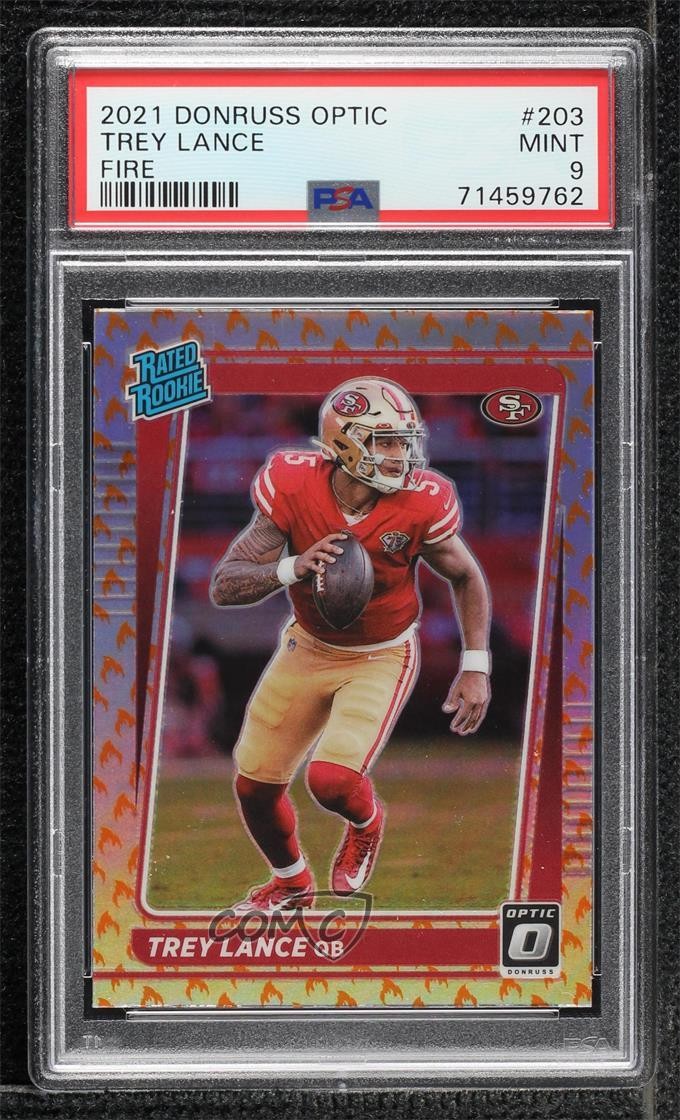 2021 Panini Donruss Optic Rated Rookie Fire Prizm Trey Lance #203 PSA 9 MINT w5p