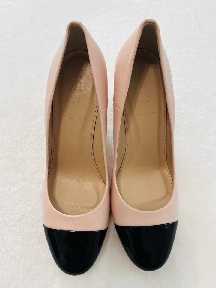 J. Crew Lena румяна кожаные туфли-лодочки черный патент крышка носок блок каблук размер 9 - Изображение 2 из 4