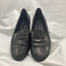 Ecco black leather new slip on flats with highlighted snakeskin pattern size 37