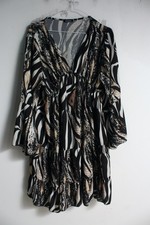 Boohoo Womens Animal Print Tiered Smock Dress - Brown - Size XL (g14)