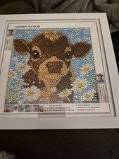 Completed Baby Cow Diamond Art 18 18CM