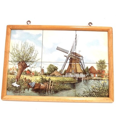 Wandbild J.C. van Hunnik 6x Fliese Windmühle Fliesenbild Wasser Landschaft