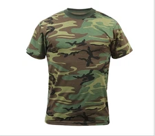 Rothco Camouflage T-Shirt – Woodland Camo, Size L