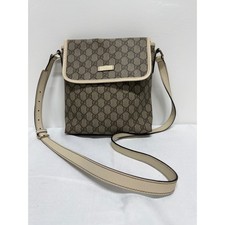 Gucci GG Supreme Beige Messenger Crossbody Bag With COA