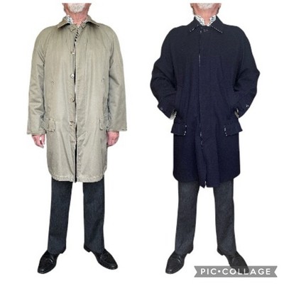 Vintage Cable Car Clothiers Navy Khaki Double Sided Reversible Overcoat Men's L
