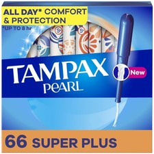 Tampax Pearl Tampons with LeakGuard Braid, Super Plus Absorbency, 66 Count