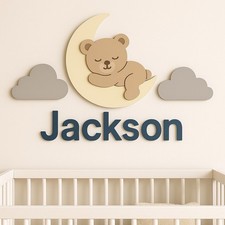 Custom Wooden Name Sign   Hot Air Balloon Theme Animal, Sports, Princess,Etc  