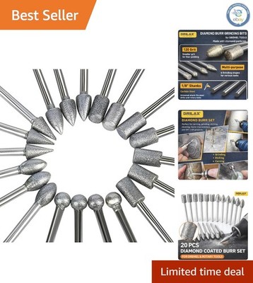 Versatile 20-Pc Diamond Bits with 120 Grit for Dremel Tool   Glass & Stone