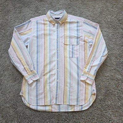 Drakes OCBD Oxford Cloth Button Down Shirt Men XL 17.5 EU 44 Multicolor STRIPED