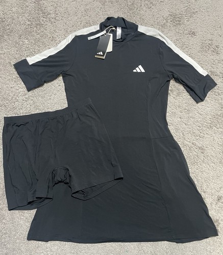 Adidas Damen S schwarz Golfkleid mit Shorts Made with Nature IK4386 neu mit Etikett $ 110