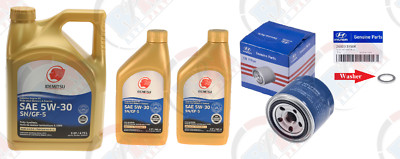 GENUINE Oil Filter 26300-35504 + 7 QTS. IDEMITSU 5w-30 Oil for Hyundai & Kia