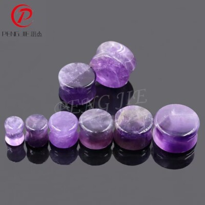 1 pair Amethyst Stone Ear Plugs piercing jewelry Tunnel Piercing Body jewelry