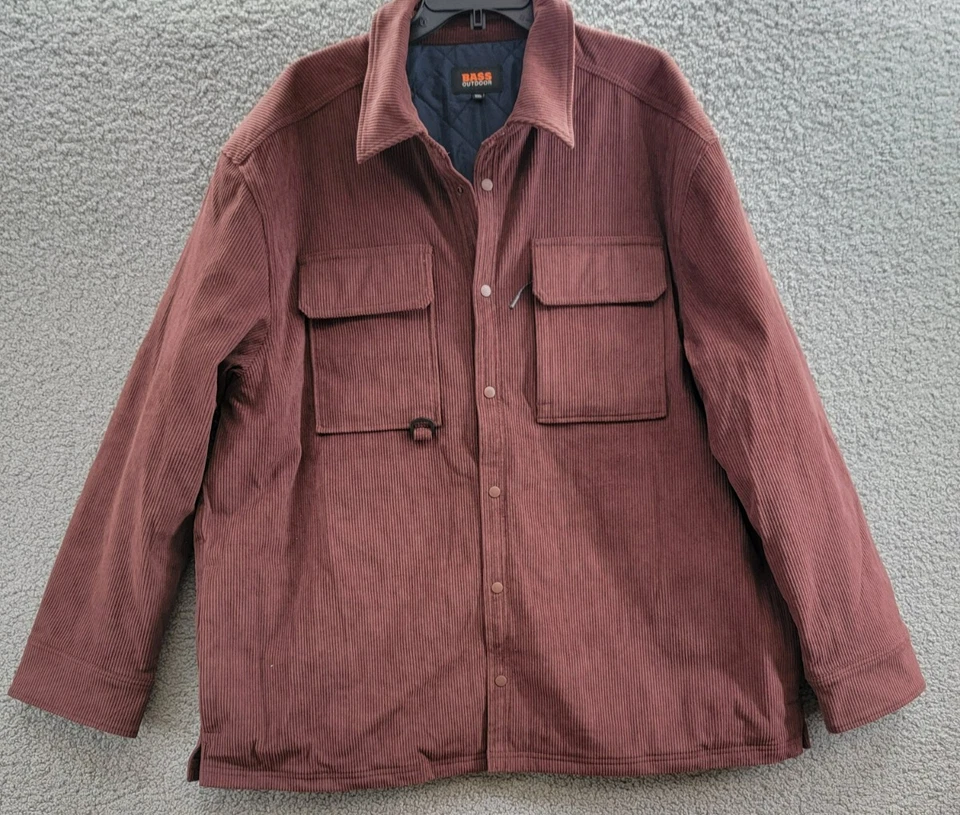 低音户外休闲版型灯芯绒衬衫夹克男式 XXL 朗姆酒葡萄干长袖 — 第 2/4 张图片
