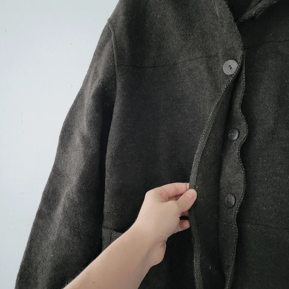 Abrigo austriaco vintage de lana hervida/alpaca verde militar Wilde Manda Geisswein Foto 2 de 4