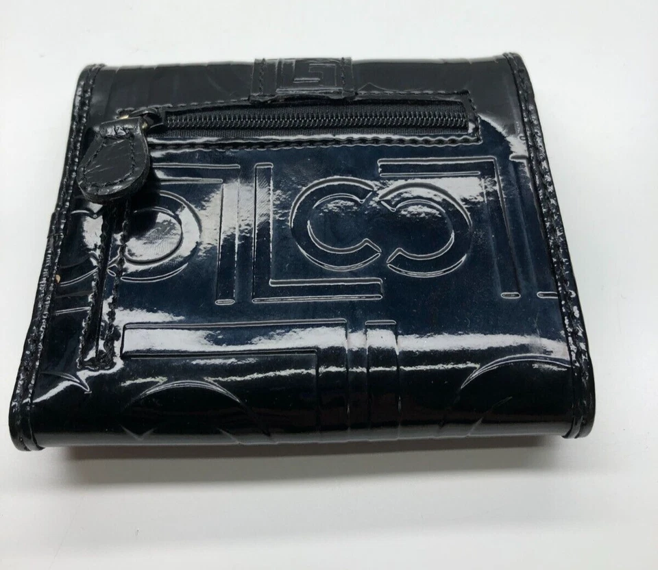 Cartera plegable Liz Claiborne charol negra para mujer tarjeta de crédito nueva sin etiquetas Foto 2 de 4