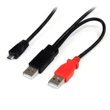 StarTech USB2HAUBY1 1 ft USB Y Cable for External Hard Drive - Dual USB A to