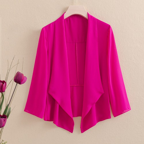 Women Mesh Chiffon Shawl Shrug Cardigan Blazer 3/4 Sleeve Jacket Coat Top - Picture 11 of 27