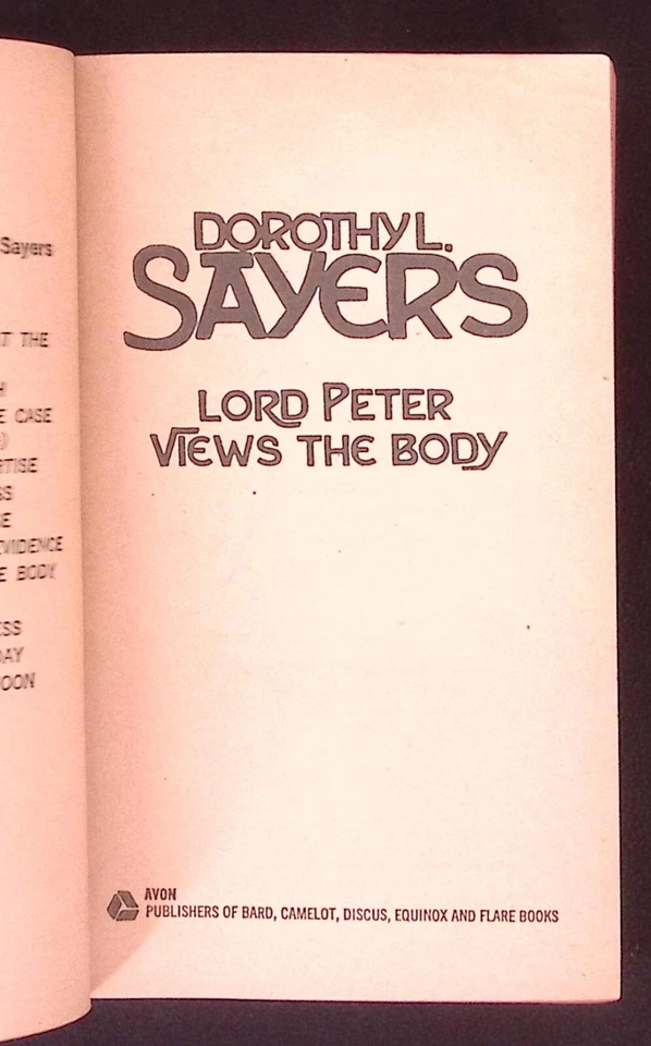 DOROTHY L SAYERS LORD PETER VIEWS THE BODY PAPERBACK EXC  B1960 Foto 3 de 4
