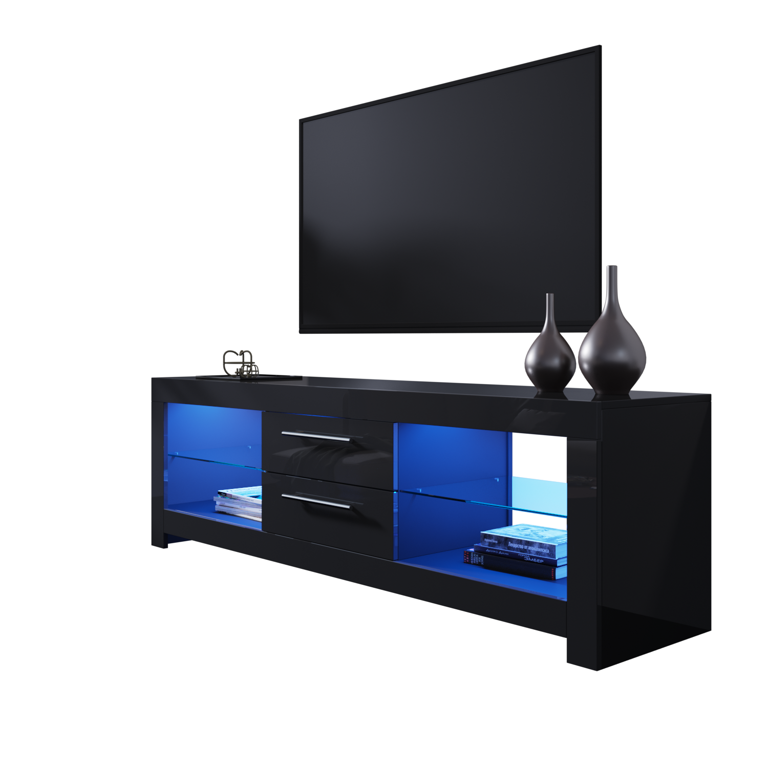 High Gloss Black TV Unit Cabinet Stand 160cm With RGB LED Light For 65 high-gloss-black-tv-unit-cabinet-stand-160cm-with-rgb-led-light-for-65