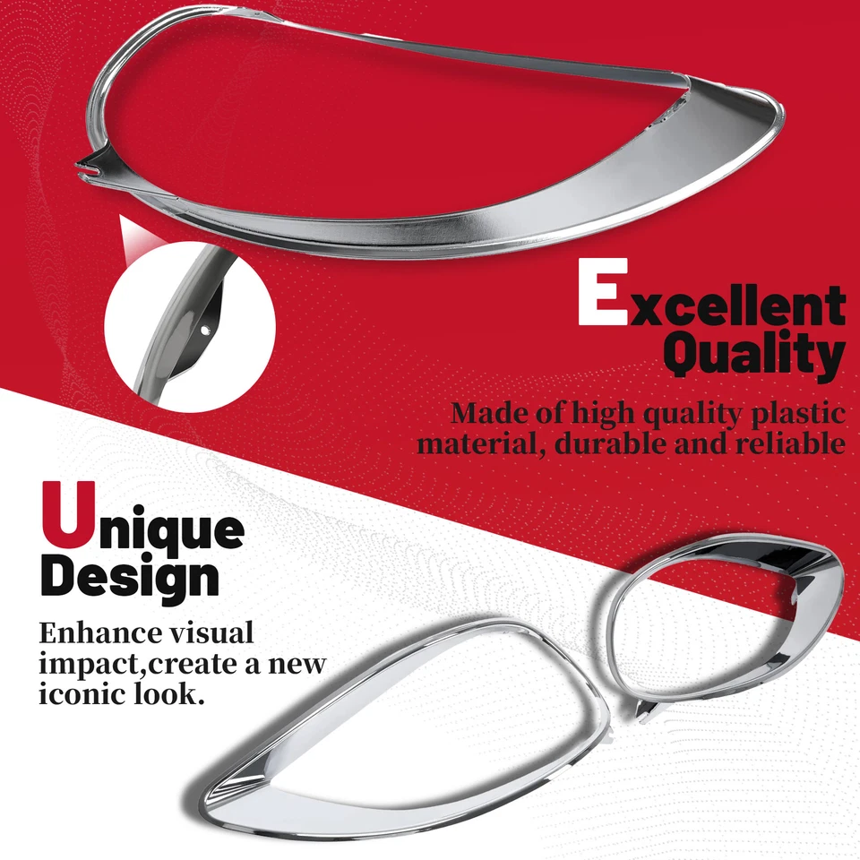 HECASA 2Pcs Chrome Headlight Bezel Cover ABS For Freightliner Columbia 2001-2017 - Imagem 3 de 4