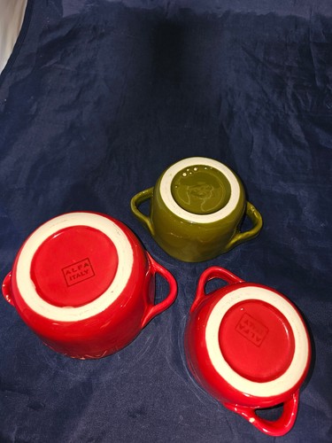 ALFA Italy Vintage Pottery Set Of Embossed Bowls MCM Dip & Tapas - Picture 5 of 12