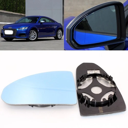 For Audi TT 2007-2017 Side View Door Mirror Blue Glass With Base Heated 1 Pair