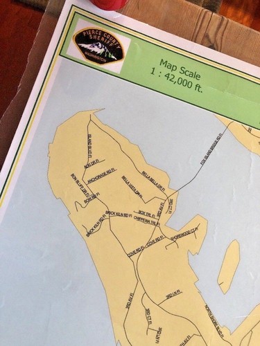 Mapa Vintage FOX ISLAND Condado de Washington Logotipo del Sheriff 36x44 Tacoma Laminado GRANDE - Imagen 2 de 12