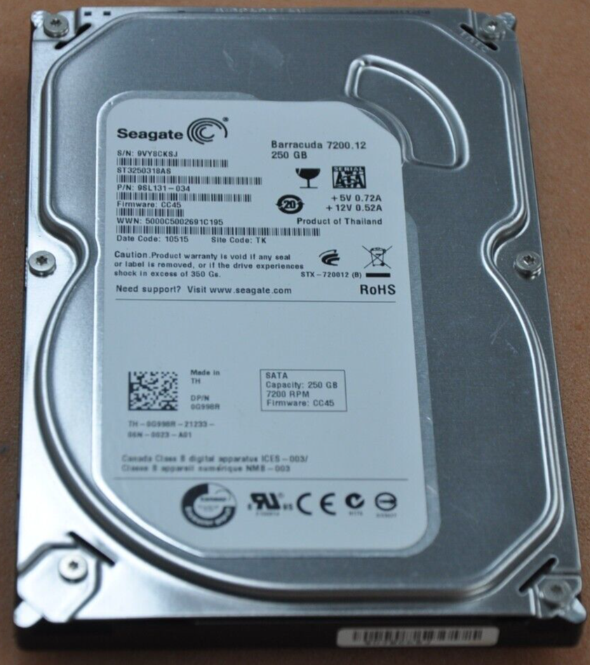 Seagate ST3250318AS PN 9SL131-034 FW CC45 250GB SATA 3.5 Internal Hard Drive