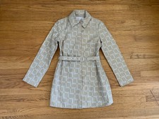 New Elle Sports Women Sz S Nude El Logo Jacquard Trench Coat Jacket