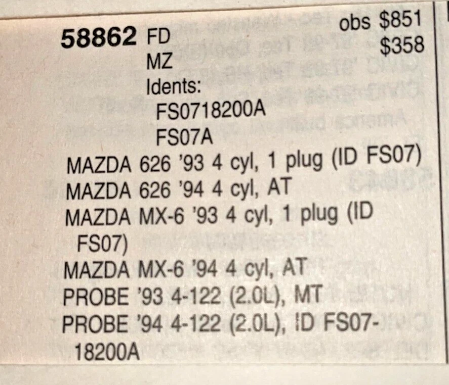 Ford Probe Mazda 626 MX6 Distribuidor 4-122 Se adapta a 93-94 T2T53871 FS07 S7 4117 Foto 2 de 4