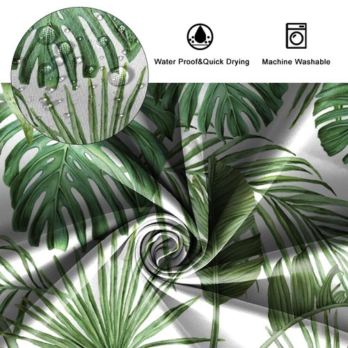90x183cm Acuarela Verde Hojas de Palma Ducha Cortina Verano Tropical Botánico... - Imagen 4 de 6