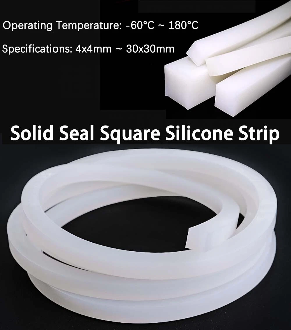 Square Solid Silicone Rubber Strips 4x4mm to 30x30mm Waterproof Non slip Seals