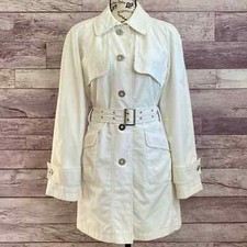 Giacca Gallery Company White & Silver Long Belted Trench Coat - Size Large