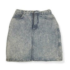 Vintage Denim Jean Skirt Womens 11/12 Mom Waist 90s Light Wash Y2K Modest