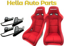 Bride Zeta Ii Red Cloth Low Max Bucket Seats With Race Long Mount And Sliders