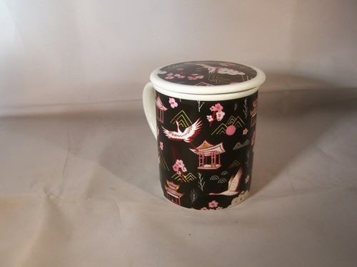 Teetasse mit Sieb und Deckel aus Porzellan - Motiv - Reiher Kirsch. * Cha Cult * - Bild 6 von 9
