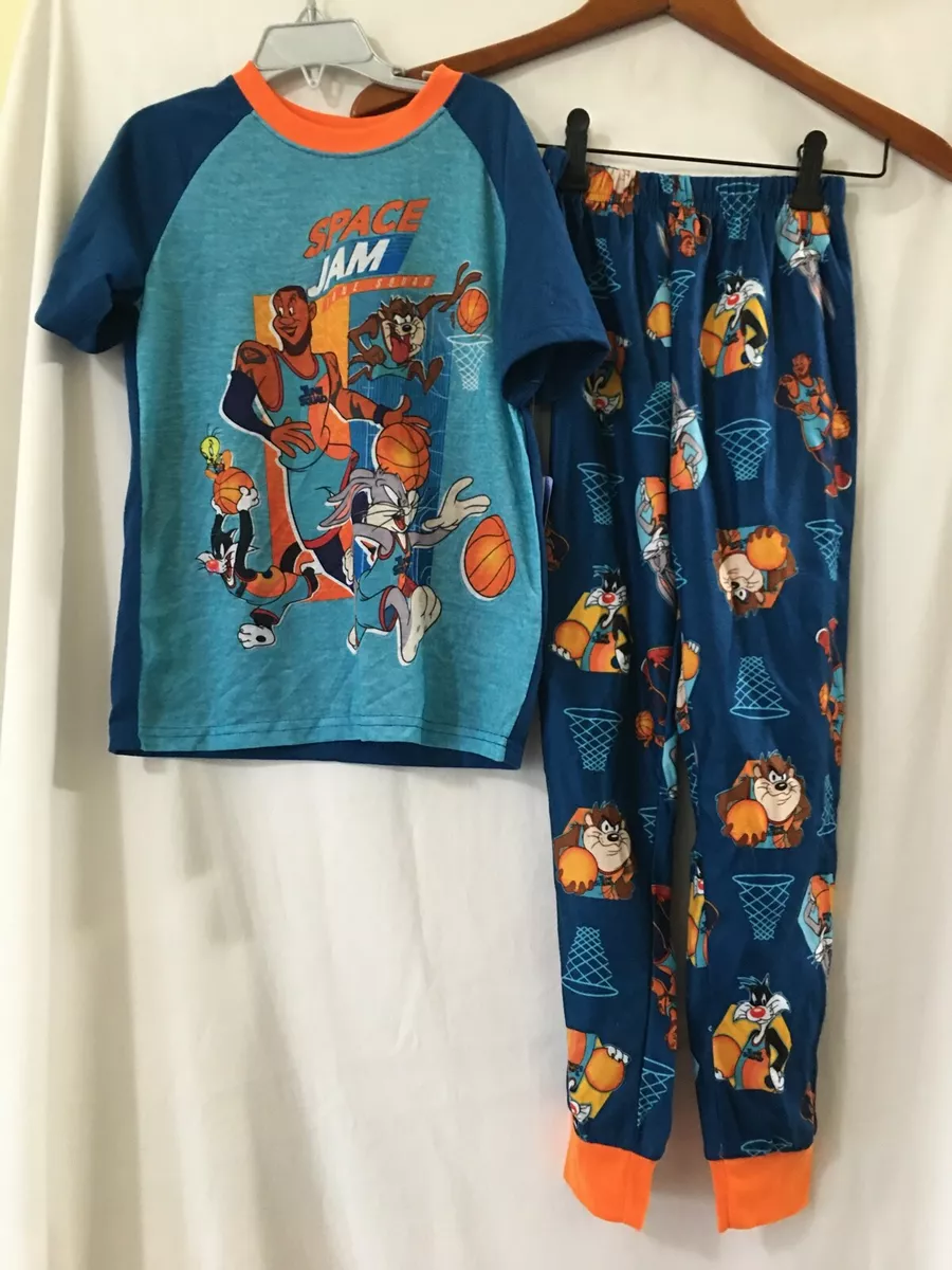 New Space Jam Boys Short Sleeve Top and Pants 2-Piece Pajama Set