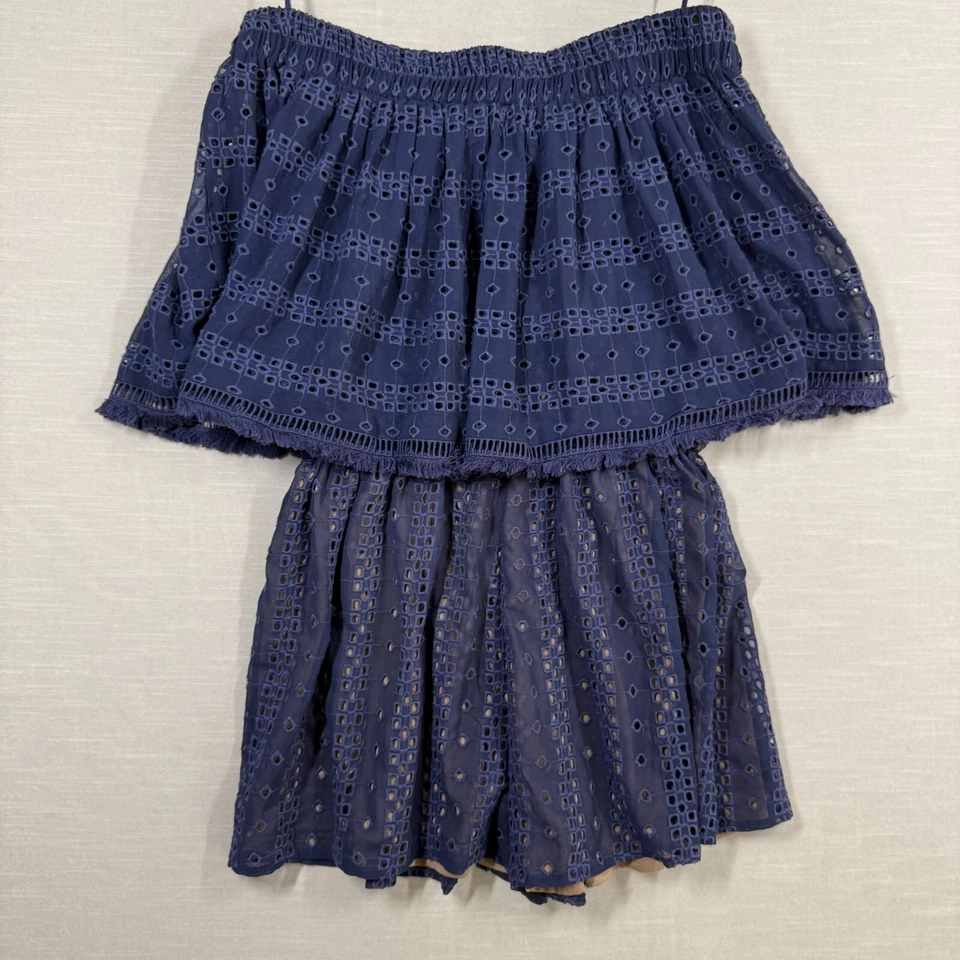 Mameluco Anthropologie para mujer pequeño azul Ranna Gill volantes en capas boho Foto 2 de 4