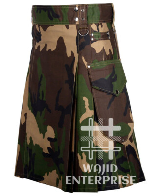 Scottish Army Camo Utility Kilt Tactical Gol Pocket Military Camo Kilt for  Men's